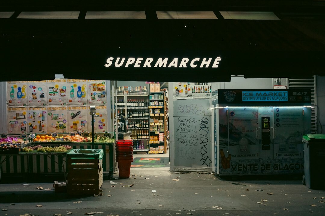 supermarket security guard watching customer